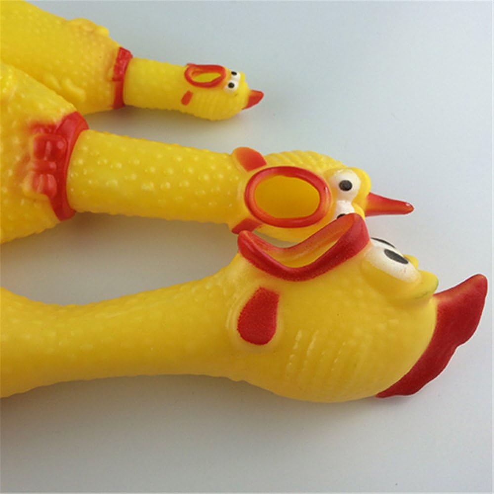 NERLMIAY Greative Funny 3 Size Yellow Screaming Chicken Toy Rubber Squawking Chicken Toy Great Dog Chew Toy
