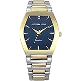 Geoffrey Beene Men's Two Tone Gold Metal Dress Watch Classic Quartz, Elegant Design, Water-Resistant