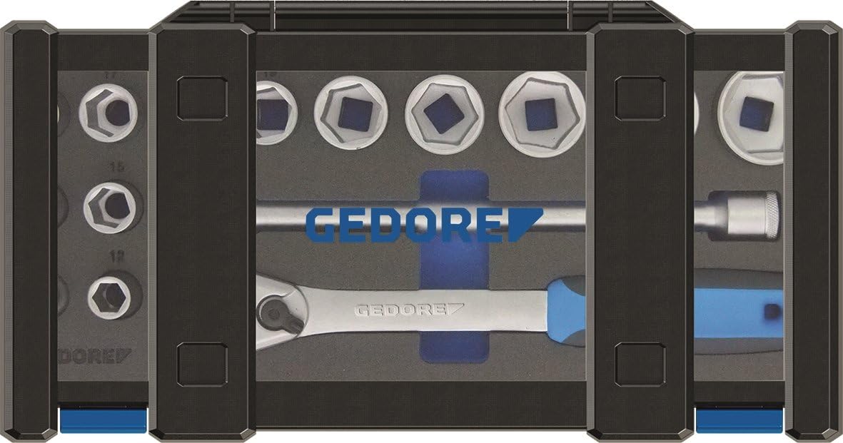 GEDORE 15-piece Socket spanner set, 1/2", Tool, Sockets ratchet bits, for Automotive 19 DMU 20, Blue, Small - Image 3
