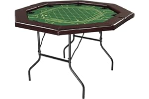 PEXMOR Foldable Poker Table, 8 Player Octagonal Folding Texas Holdem Blackjack Table w/Casino-Grade Felt, Water-Resistant Cushioned Rail, 8 Cup Holders, Portable Collapsible Legs Casino Game Table
