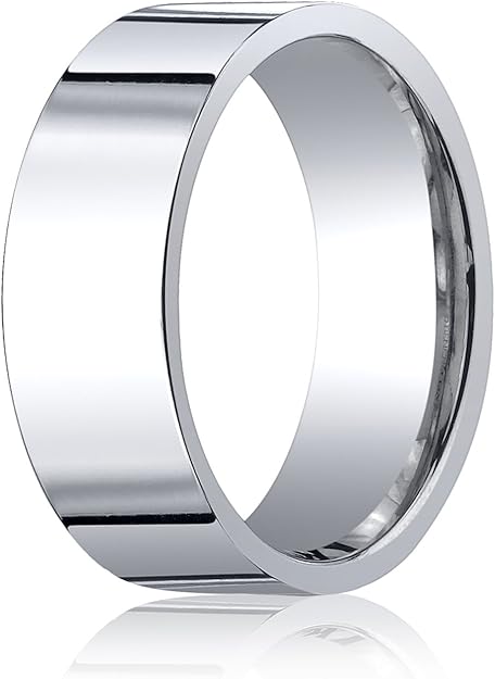 Men S 14k White Gold 8mm Flat Comfort Fit Wedding Band Ring Amazon Com