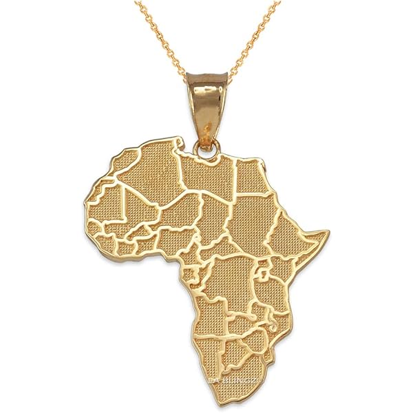 Amazon.com: LA BLINGZ 14K Yellow Gold Africa Country Map Pendant