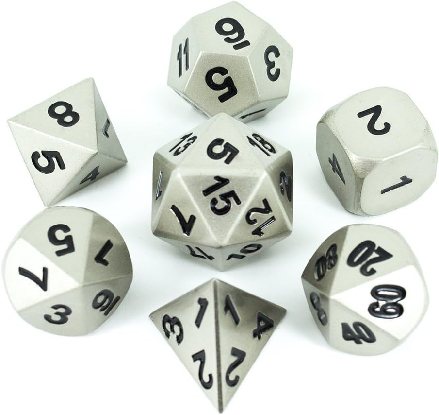 Paladin Roleplaying Silver Metal DnD Dice - Full Polyhedral Set - In Presentation Case, 12mm to 20mm - Image 3