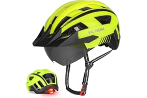 VICTGOAL Bike Helmet for Men Women with Led Light Detachable Magnetic Goggles Removable Sun Visor Mountain & Road Bicycle Helmets Adjustable Size Adult Cycling Helmets