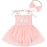 Baby Girls 1st Birthday Outfit Spaghetti Straps Romper Tutu Dress Headband One Year Old Party Cake Smash Photoshoot Outfits