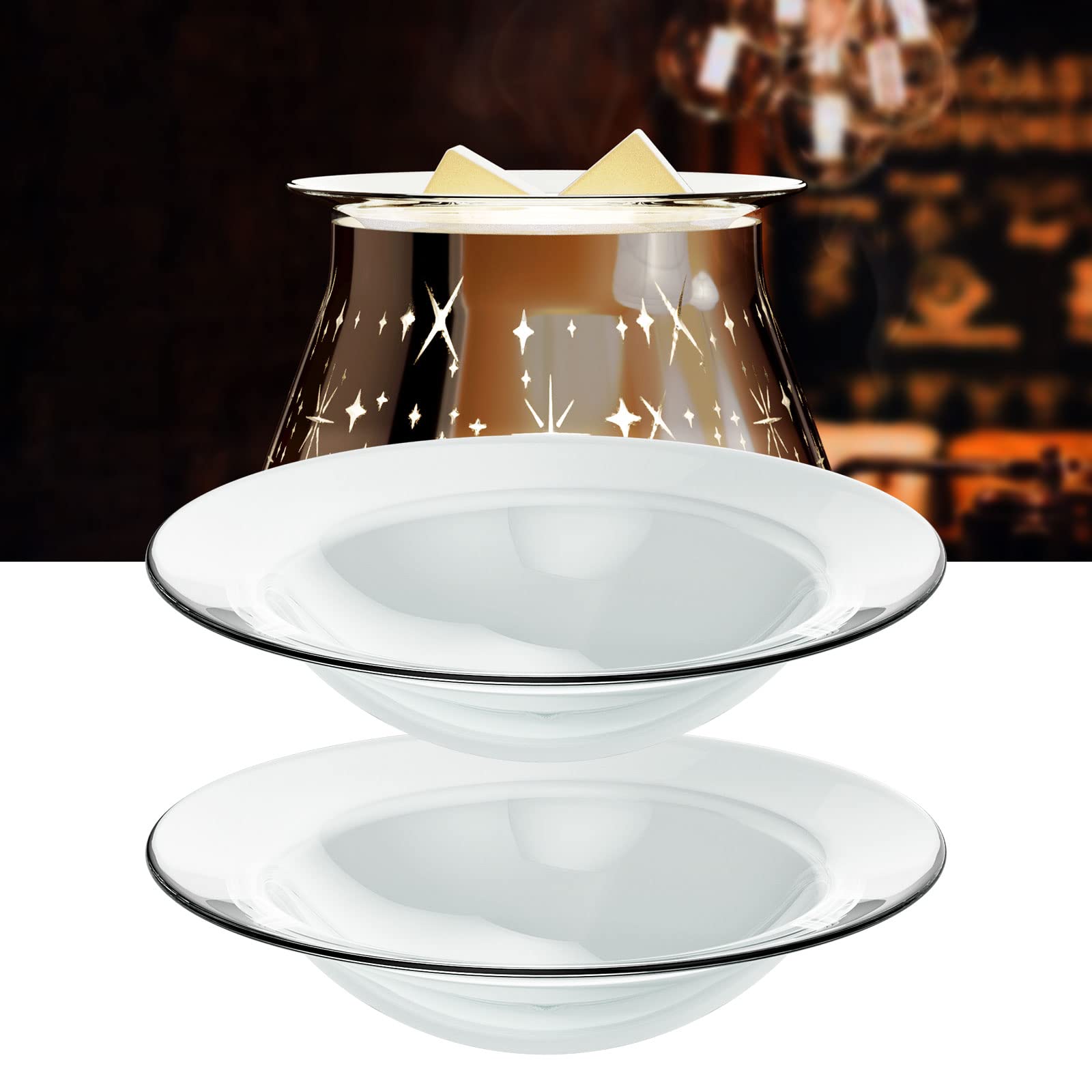 Electric Oil Burner Wax Melt Burner 3D Firework Star Effect Starburst Glass Oil Warmer Candle Melter Fragrance Aroma Warmer for Bedroom Living Room Gifts (2Pcs Oil Burner Glass Dish)