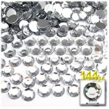 The Crafts Outlet 144-Piece Flat Back Loose Acrylic Round Rhinestones, 8mm, Crystal Clear