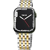 Seven-link Watch Band for Apple Watch Series 11, 10, 9, 8, 7, 6, 5, 4, 3, 2, 1 and SE 3/2/1 for Women, Dressy Stainless Steel Metal Band for Apple Watch 40mm 41mm 42mm 38mm 44mm 45mm 46mm for iWatch