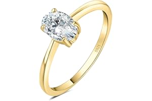 JewelryPalace Oval Shape 1ct 2ct Moissanite Solitaire Engagement Rings for Women, Classic 925 Sterling Silver Promise Ring for Her, Simulated Diamond Anniversary Wedding Ring VVS D-F