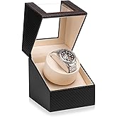 Efaithtek Automatic Single Watch Winder for Automatic Watches,Rotating Watch Case with Japanese Quiet Motor，AC Adapter or Battery Powered