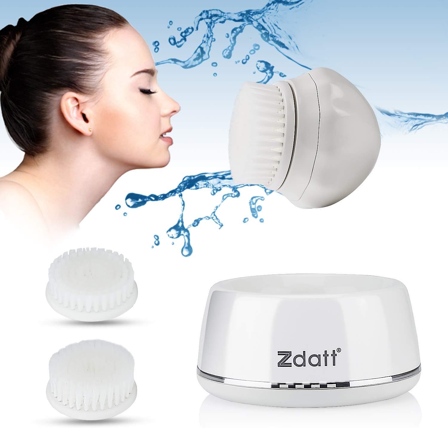 Facial Cleansing Brush, ZDATT Sonic Facial Brush with 5 Modes Face Brushes for Cleansing and Exfoliating Waterproof Portable Wireless Charging Spin Brush for All Skin Vanity Planet Spin Brush