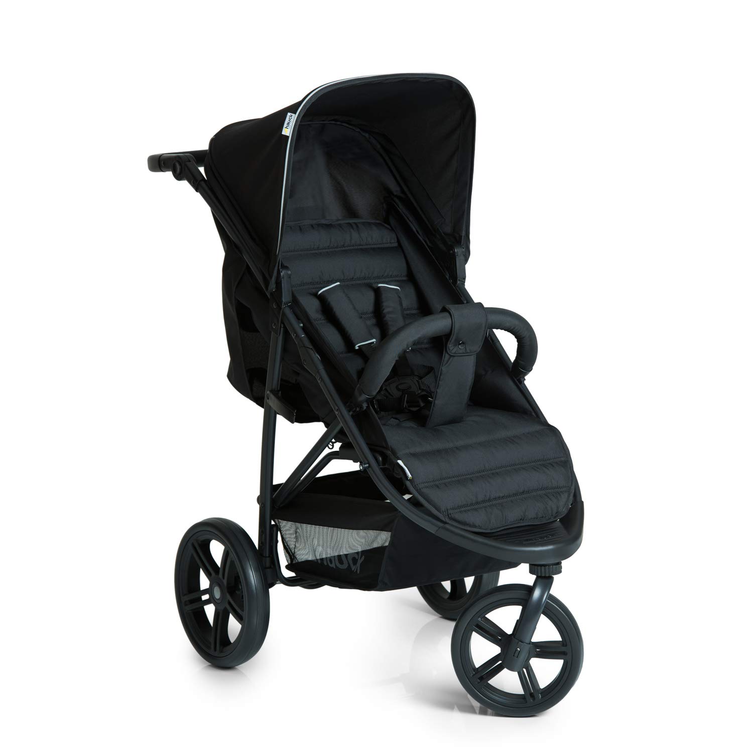 Hauck Rapid 3 Dreirad Buggy bis 25 kg mit Liegefunktion ab Geburt, klein zusammenklappbar, Einhand-Faltmechanismus, höhenverstellbarer Schiebegriff, caviar black (schwarz)