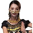 Lauthen.S Women Belly Dance Tribal Face Veil with Coins Halloween Costume Accessory