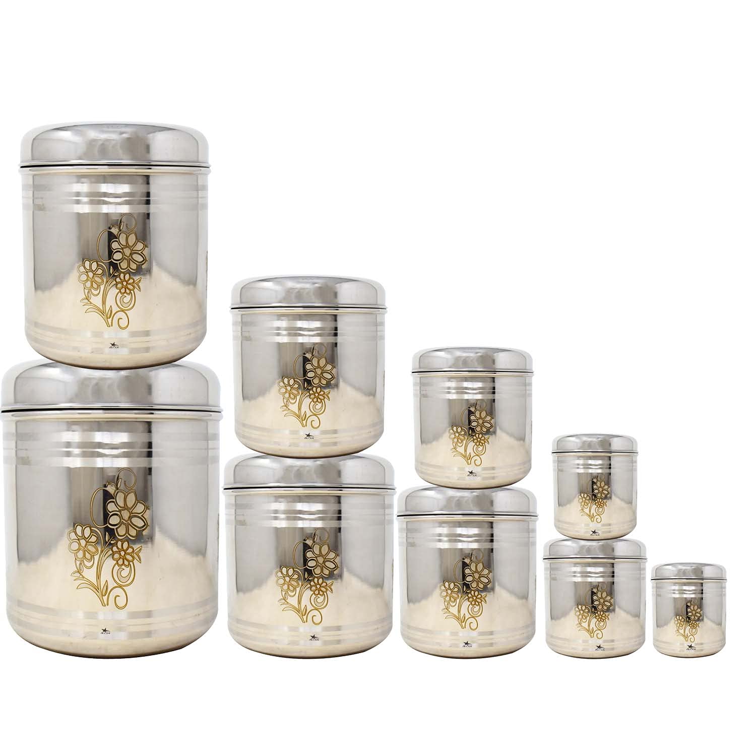 Nutristar Stainless Steel Storage Boxes. Boxes with lids and Beautiful Floral Laser Design