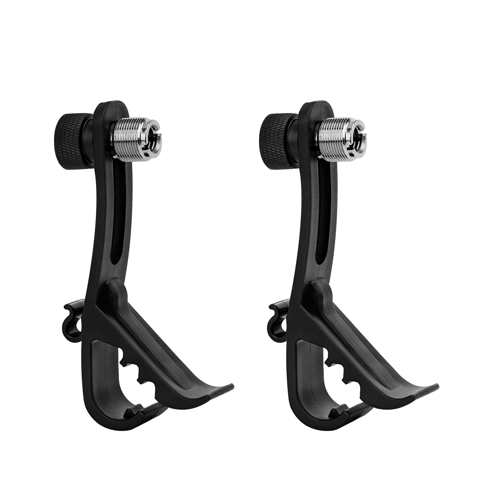GEEKRIA for Creators Drum Rim Microphone Clip, Universal Microphone Clamp Compatible with Shure BETA 52A, Adjustable Drum Mic Clips, Shockproof Musical Instrument Supplies (Black / 2 Pack)