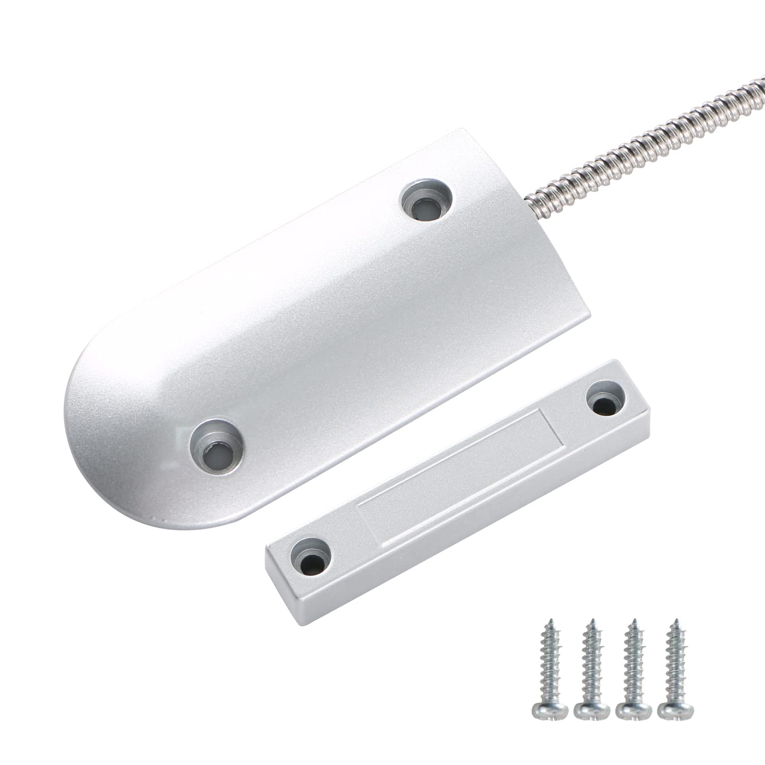 Ohamtes 1 sets Silver OC-60B NC&NO Door Magnetic Contact Wired Sensor, Roller Door Magnetic Reed Switch, Garage Door Alarm Sensor
