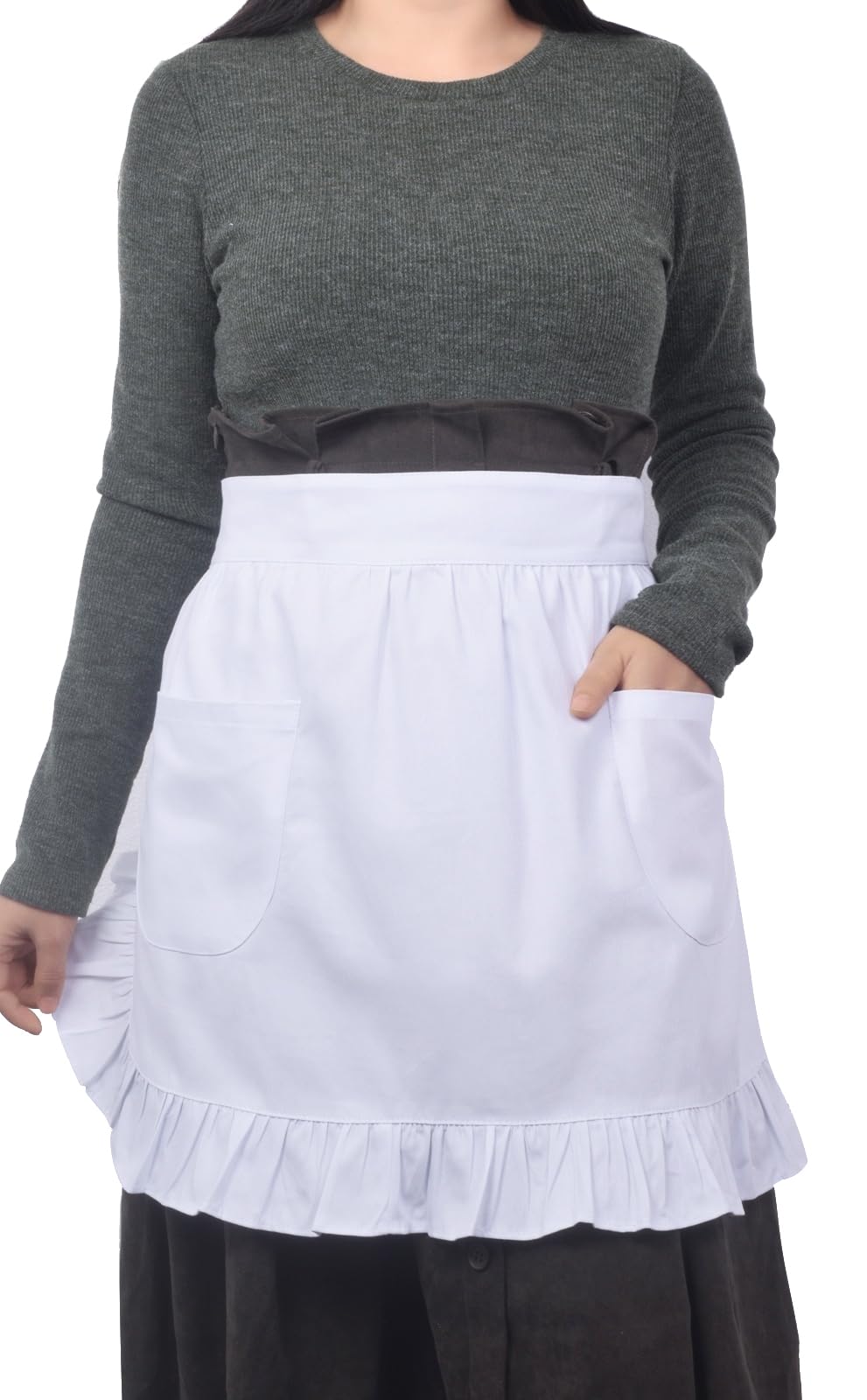 Photo 1 of Love Potato 100% Cotton 2 Pockets Waist Apron Kitchen Cooking Restaurant Bistro Half Aprons for Girl Woman, White