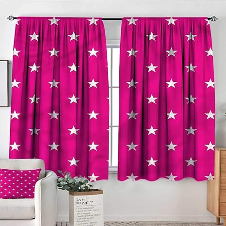 Amazon Com Hot Pink Decor Curtains White Stars Girlish 42 X72