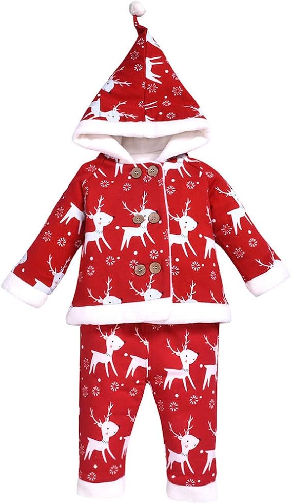 Amazon クリスマス 子供服アウター ベビー用コート 子供服 あったか ジャケット 女の子 韓国 冬服 ジャケット こども服 厚手 防寒防風 子供服 冬服 クリスマス麋鹿柄 おしゃれ 暖かい キッズ服 帽子付き 厚い 暖かい 七五三 新年 人気 オーバーコート冬服 コート