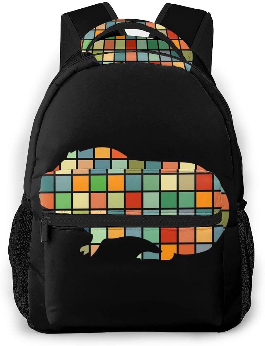 Guinea Pig Pet Rodent Color Plaid Backpack All Over Print School BookBag Travel Bag