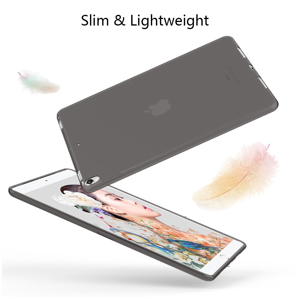 HBorna Cover per iPad Pro 10.5 2017 Custodia, Custodia [Crystal Clear] Case Flessibile Silicone TPU Trasparente [Ultra sottile] [Leggera] Cover per Apple iPad Pro 10,5 Pollice - Grigio