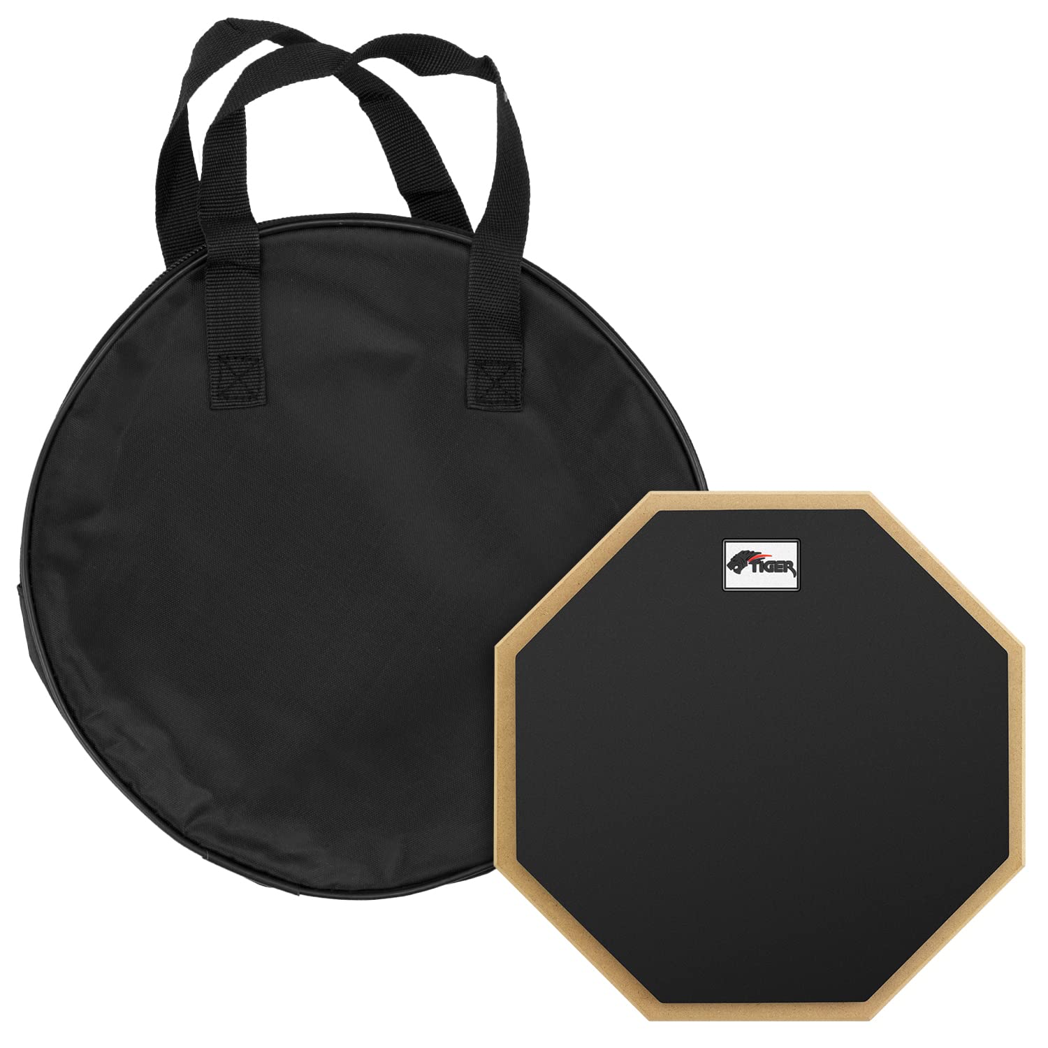 TIGER TDA4-10 10" Drum Practice Pad with Carry Bag - Desktop or Stand Mountable Black