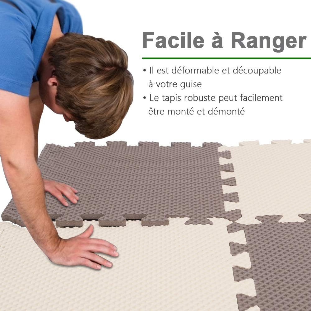 Baby Mat A Ramper Activite Epais Puzzle Tapis Dactivite Puzzle De Tapis Tapis Mousse Bebe Puzzle A Ramper Yoleo Tapis De Sol Puzzle Jeu Aire De Jeux Pour Enfants Cafe Beige 25 Dalles