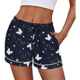 Ekouaer Womens Pajama Shorts Casual Summer Sleep Shorts Cute Printed Lounge Pj Bottoms with Drawstring & Pockets
