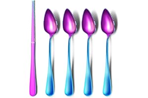 Grapefruit Spoons 4 Pcs and Grapefruit Knife 1 Pcs Set, Stainless Steel Grapefruit Utensils Tools with Titanium Platin, Serra