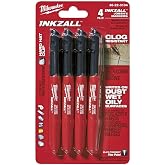 Milwaukee 48-22-3104 Inkzall Point Marker, Fine, Black, 4-Pack