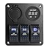 Proelectric-Blue-LED-Light-1-Waterproof-MarineBoat-Car-Switch-Panel-3-Gang-USB-Charger-Voltage-Indicator-Power-Socket-5-pin-On-Off-Rocker-Switch