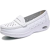 NVBUKE Women's Air-Cushion Orthopedic Slip-On Nurse Shoes Fashion Round-Toe Wedge Heel Thick-Soled Comfortable Arch Support Walking Loafers