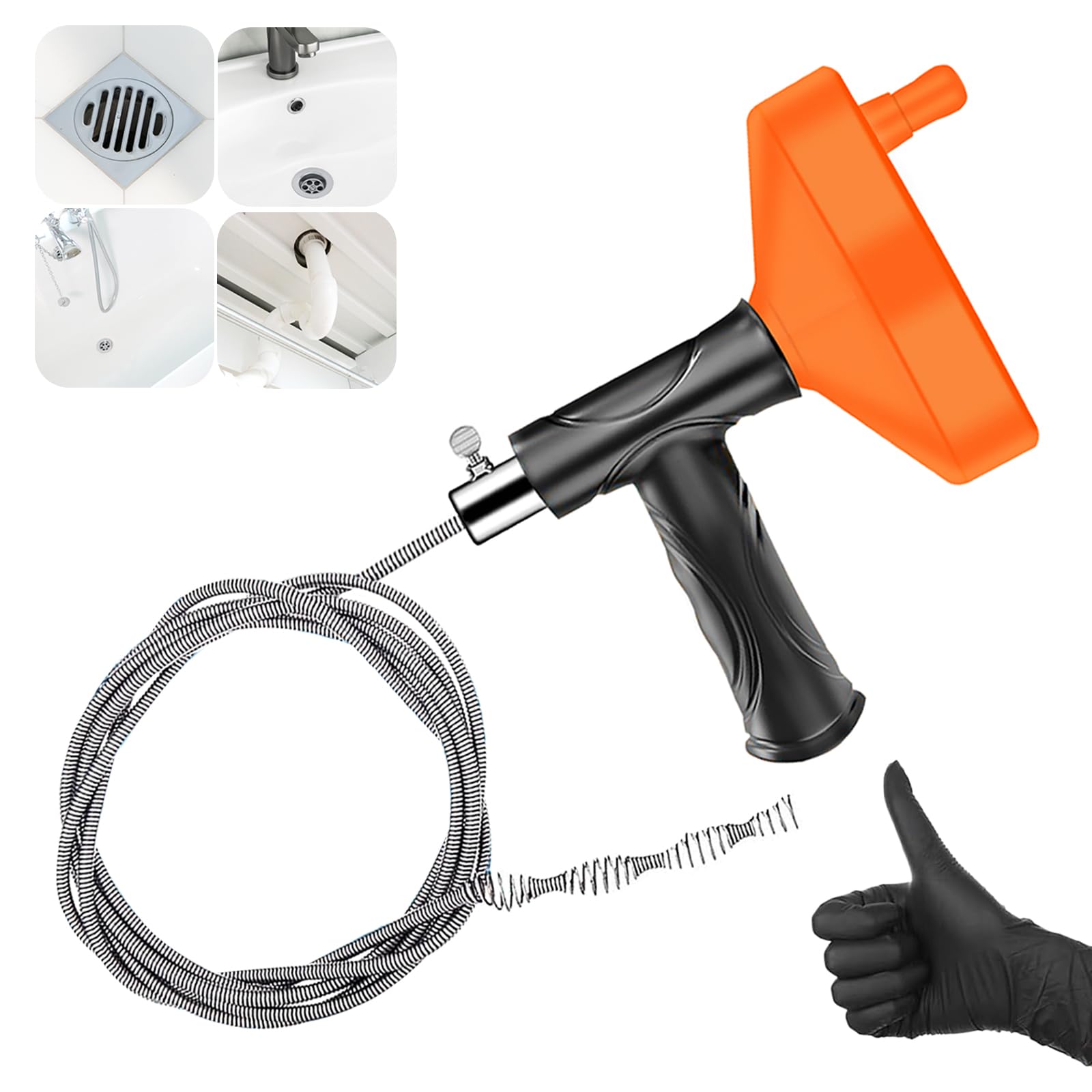 Photo 1 of Drain Snake Auger 33 Feet, Plumbing Snake Drain Hair Clog Removal Tool, Sink Unclogger Drain, Heavy Duty Toilet Snake Auger, Cleaner Tool for Bathroom Kitchen Tub Shower Drain Clog Remover with Gloves