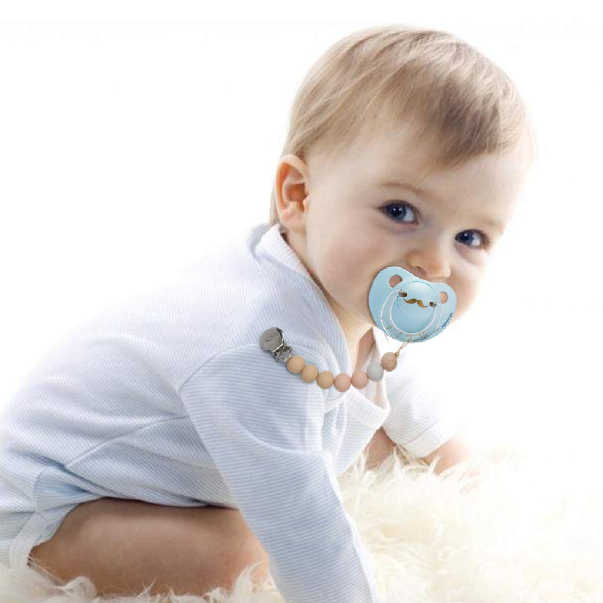 Modern Pacifier Clip for Boy and Girl 5 Pack Metal Teething Clips Braided Cotton Rope Common for Pacifier Teether Toys Baby Shower Set : Baby