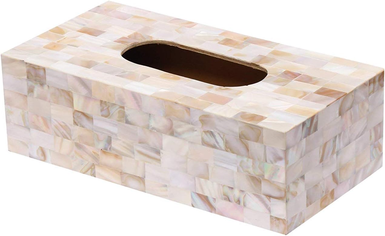 Parijat - Caja de pañuelos Hecha a Mano con Madera de nácar Blanca: Amazon.es: Hogar