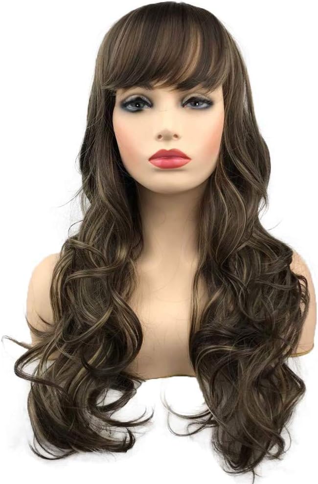Thrift Bazaar® Highlighted long curly Hair Black Blonde New Women's real hair type human hair type natural looking wig