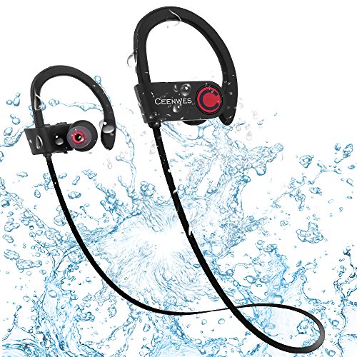 Ceenwes Bluetooth Headphones IPX7 Water-Proof Wireless Headphones Stereo Wireless Earbuds with Mic Bass Noise Cancelling Silicone Bluetooth Earbuds Rechargeable Sport Hands-Free Wireless Earbud