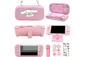 YOOWA Accessories Kit for Nintendo Switch Lite - Pink Cute Accessories Bundle with Carrying Case, Kawaii Cover case, 2-Pack S