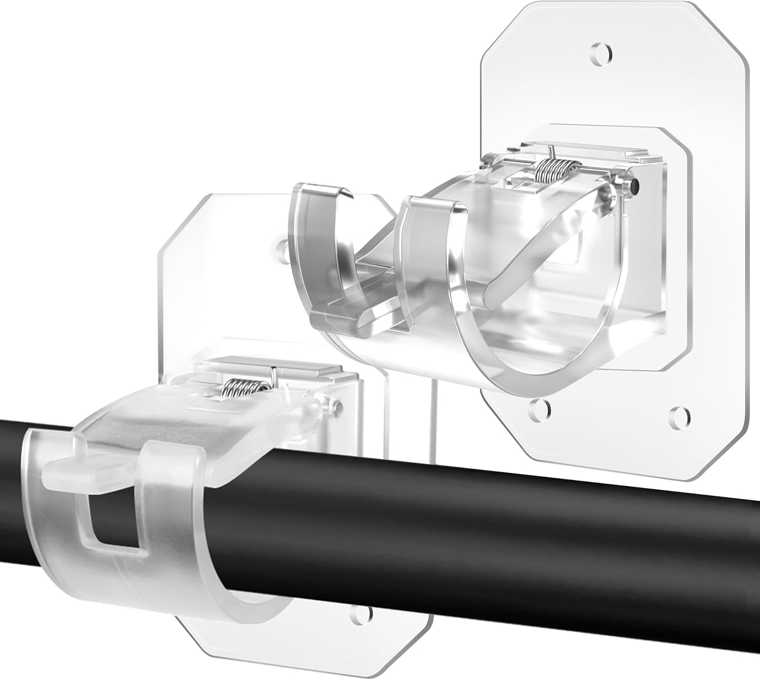 Window Treatment Hardware - 2PCS No Drill Curtain Rod Brackets,Curtain Rod Holders No Drilling,Adhesive Curtain Rod Hooks,Nail Free Adjustable Curtain Hangers,Lokinsetin Perforated Non Nail Screw Stick On Sticky Drape Pole Stand