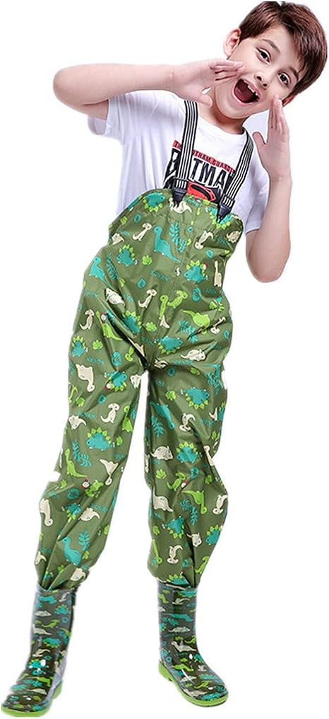 Kids Waterproof Rain Pants With Suspenders - Lined Trousers For Toddler & Children (2-11 Years) - View #9