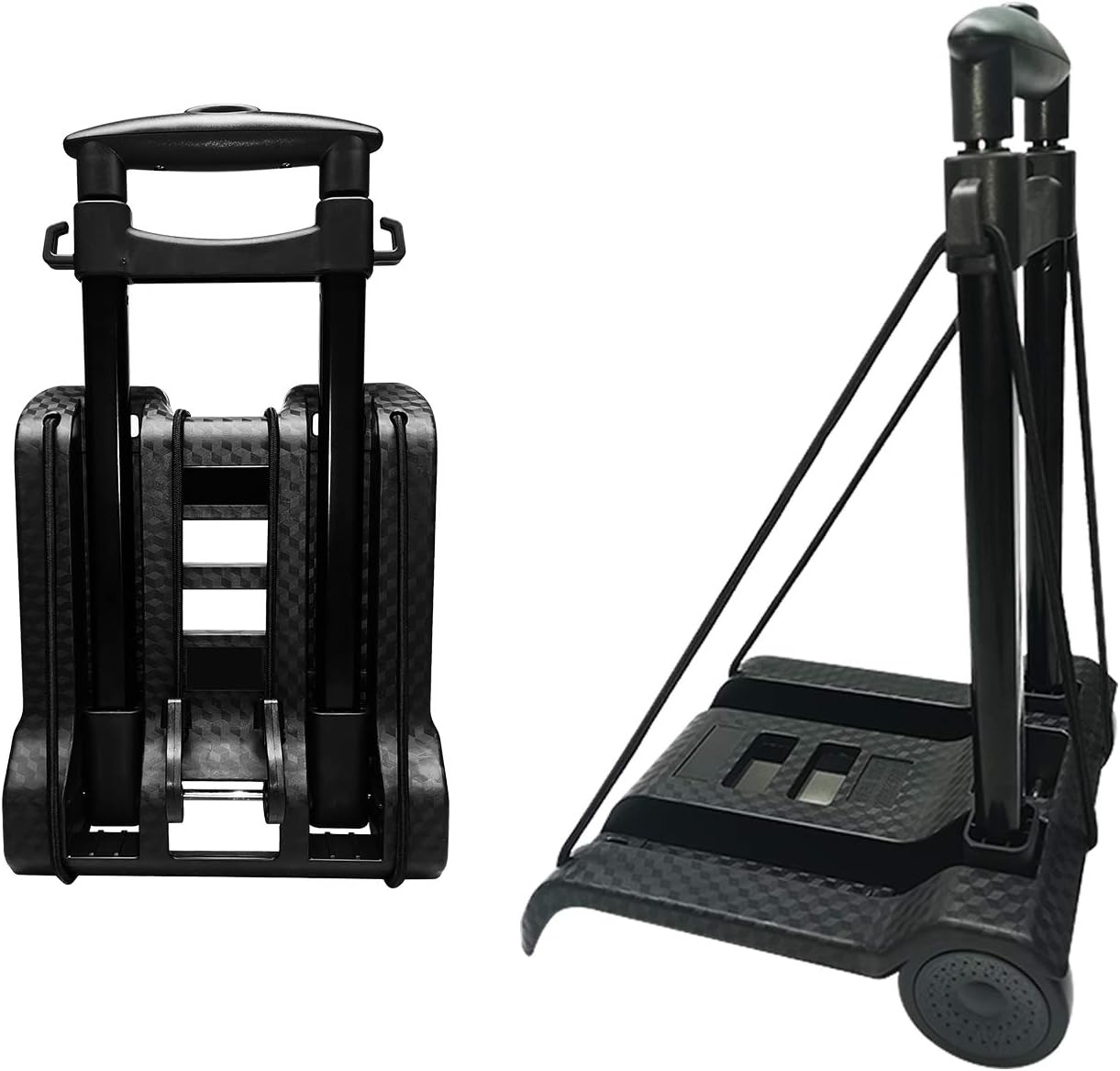 Folding Hand Truck, with Noiseless Wear-Resistant PVC Wheels and Adjustable Drawbar, 40KG/88LBS Capacity and Lightweight(3.1LBS), Portable Heavy Duty and Durable Trolley Dolly Compact Utility Cart