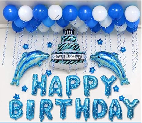 Dolphin Themed Happy Birthday Party Decorations Shaped Aluminum