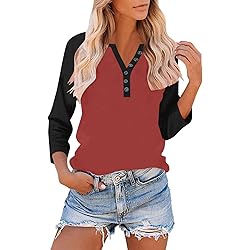 Womens 3/4 Sleeve Tops and Blouses Plus Size