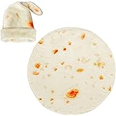 DDWT Baby Swaddle Blanket 34 Inch - Soft Flannel Newborn Burrito Wrap with Hat, Cute Tortilla Design, Safe & Comfortable (Light Yellow)