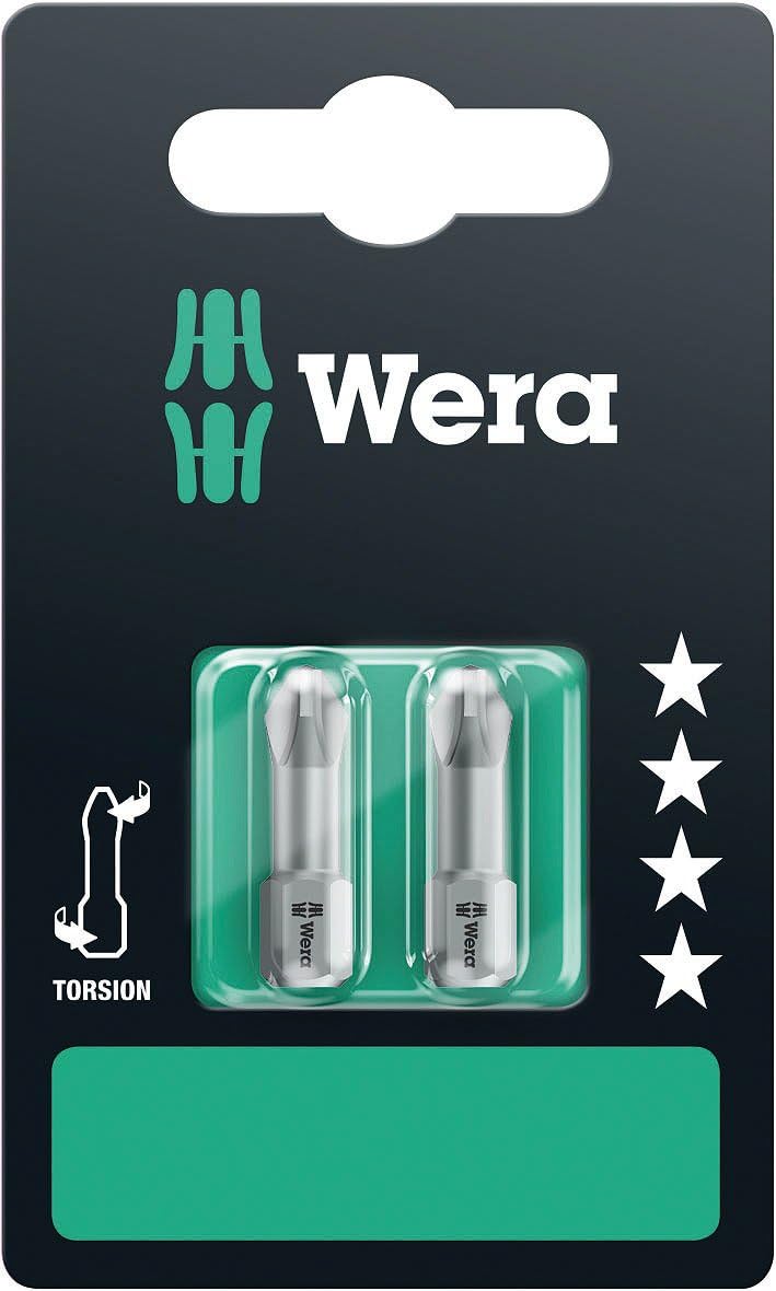 Wera Insert Bit - Carded Pack of 2 Phillips Tip Ph 2 25mm, Multi-colour - Image 4
