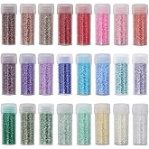 INSPIRELLE Size Almost Uniform 120 Gram 12/0 (2mm) Glass Round Seed Beads for Craft Jewelry Making, 24 Translucent Colors