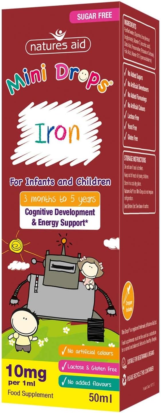 Natures Aid Iron Mini Drops for Infants and Children Cognitive Development, Sugar Free, 50 ml (Pack of 6) - Image 4