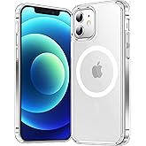 Temdan for iPhone 12 Case for iPhone 12 Pro Case,[Compatible with Magsafe][2 Pcs Glass Screen Protector] [Not Yellowing] Slim