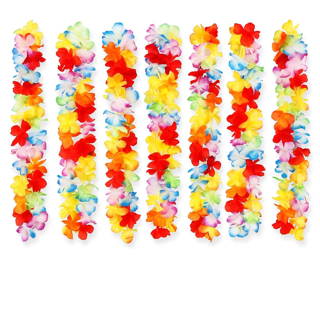 VIROSA 12-Piece Hawaiian Lei Set – Tropical Flower Garland Necklaces for Luau, Hen Party, Fancy Dress, Beach Parties & Special Occasion Decorations