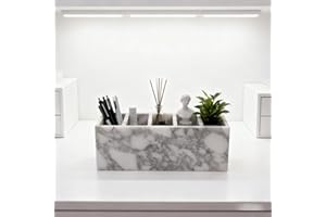 5-Tier Marble Desktop Organizer for Office & Beauty Tools - Stackable Makeup Brush Storage, Coffee Accessories Holder with Na